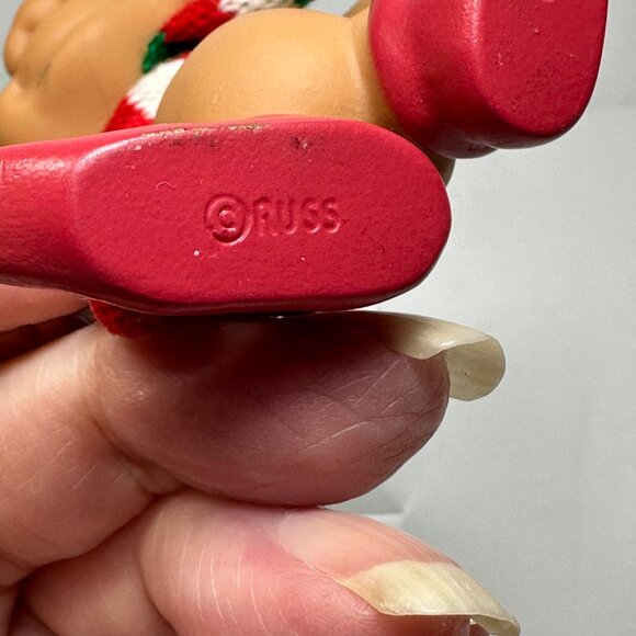 Vintage Russ Troll Doll Christmas Edition With Green Hair Red Boots & Knit Scarf - Picture 5 of 6